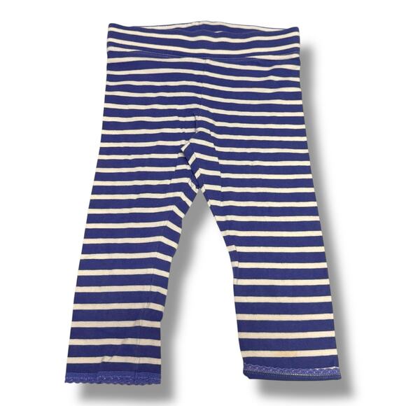 Mini Boden Girls Capri Leggings Blue White Stripe Lace Trim Size 7-8 Years - Picture 1 of 6
